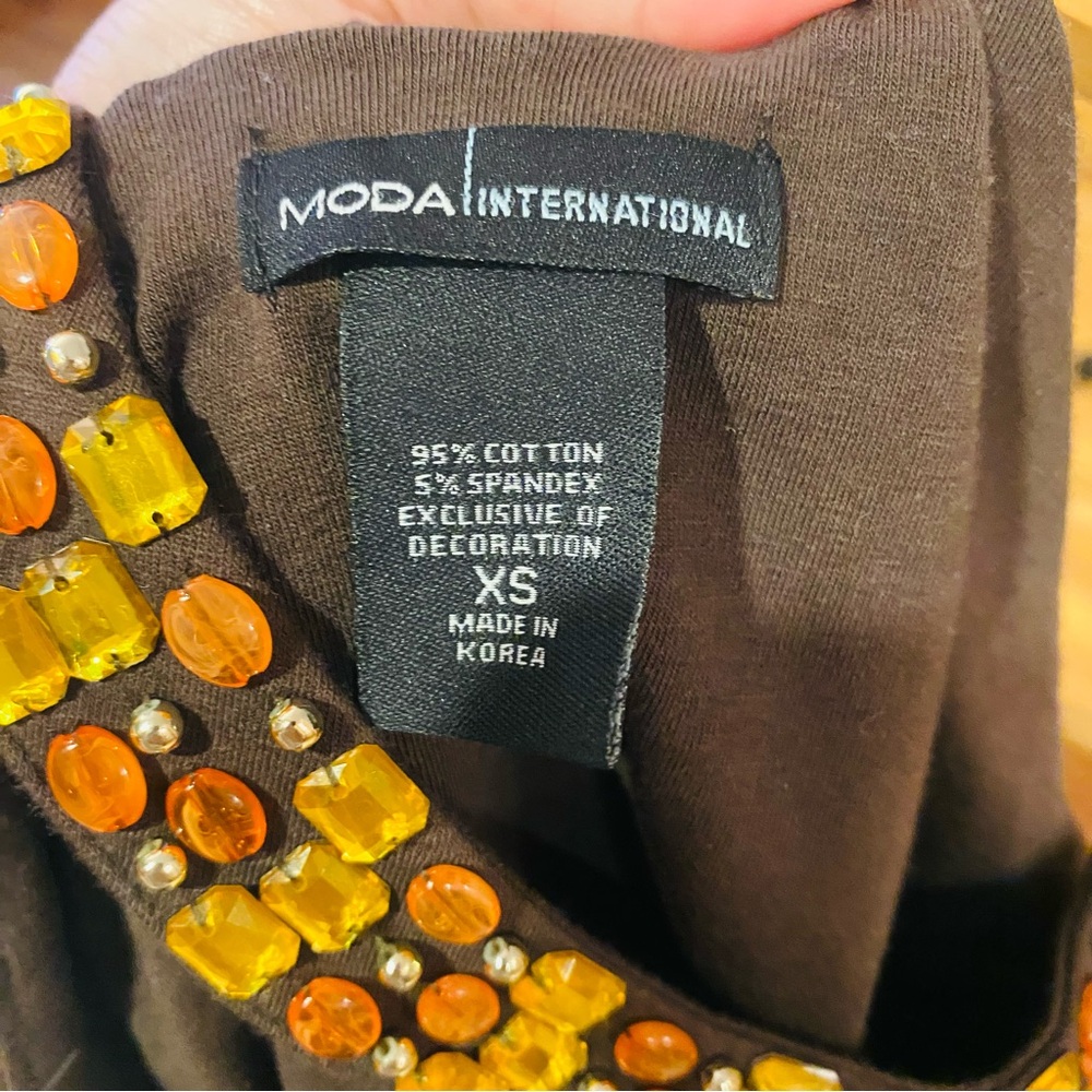 MODA INTERNATIONAL Vintage Victorias Secret Y2 K Brown Jeweled Halter Midi Dress - Picture 5 of 5